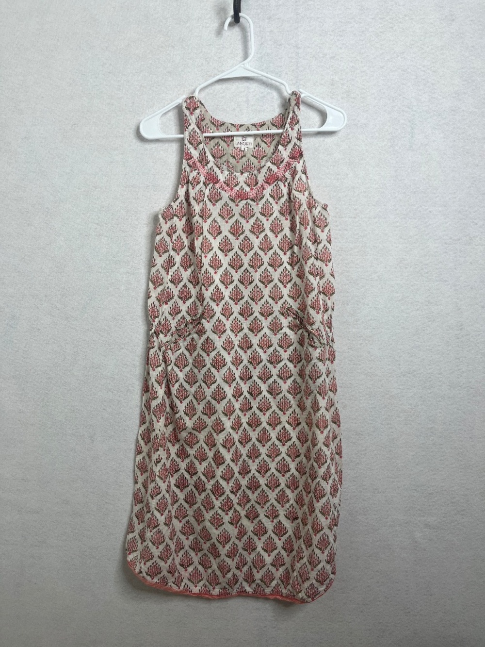 Anokhi Printed Midi Dress Sleeveless Boho Indian Block Print Cotton